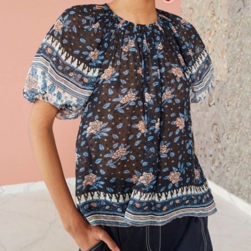 Ulla Johnson black floral top, size 6